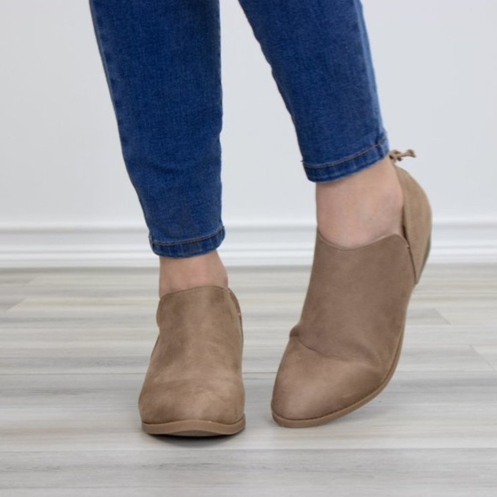 Tan Faux Suede Low Cut Ankle Booties - Picture 3 of 11